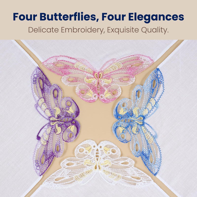 Selected Hanky Women's Cotton Handkerchiefs with Butterfly Lace at Corner, Ladies Hankies 8 Pcs, Handkerchiefs of Textiles - Image 3